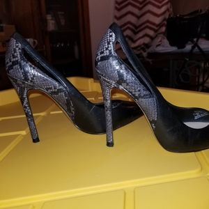 ZARA black snake print stiletto pumps
